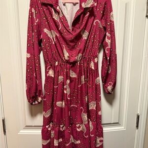 Leopard Cougar Print Dress in Maroon Pink